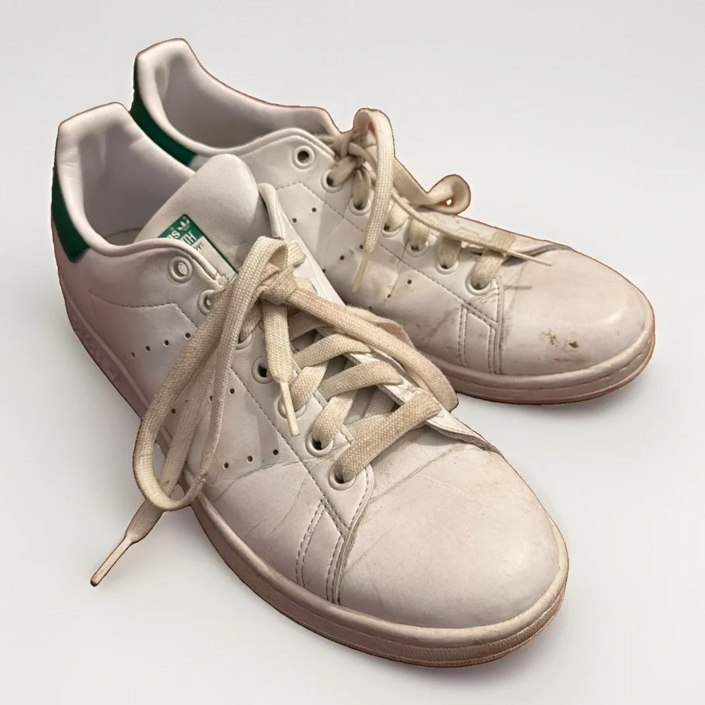 Adidas Stan Smith Men's Lux Shoes US9 UK 7.5 Cloud White Collegiate Green Used